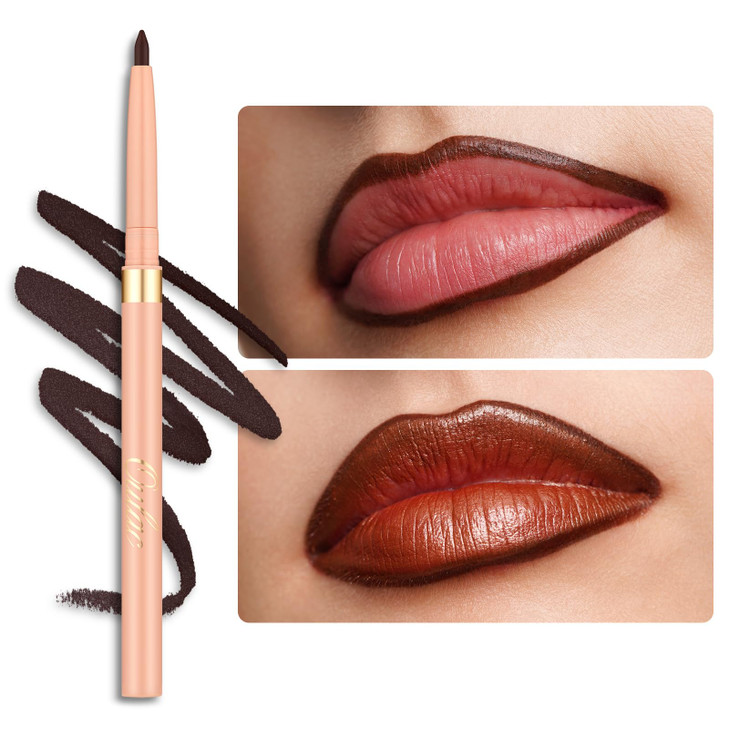 Oulac Brown Lip Liner Pencil 2in1 Retractable Makup Crayon for Lipliner and Eyeliner Highly Pigmented Smooth Long Lastin