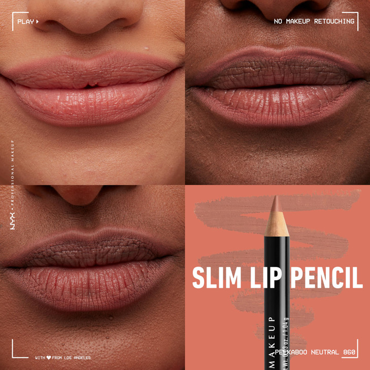 NYX PROFESSIONAL MAKEUP Slim Lip Pencil LongLasting Creamy Lip Liner Peakaboo Neutral