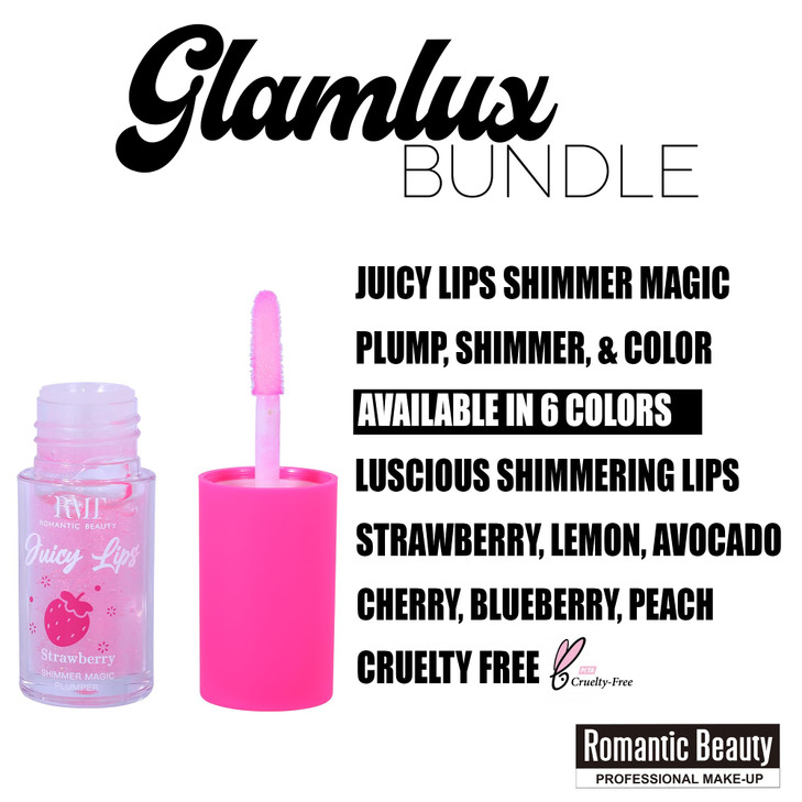 Glam Lux Juicy Lips Shimmer Magic Plumper 6pc Assorted Colors Lip Plumping Shimmer Gloss Long Lasting Moisturizing Lusci