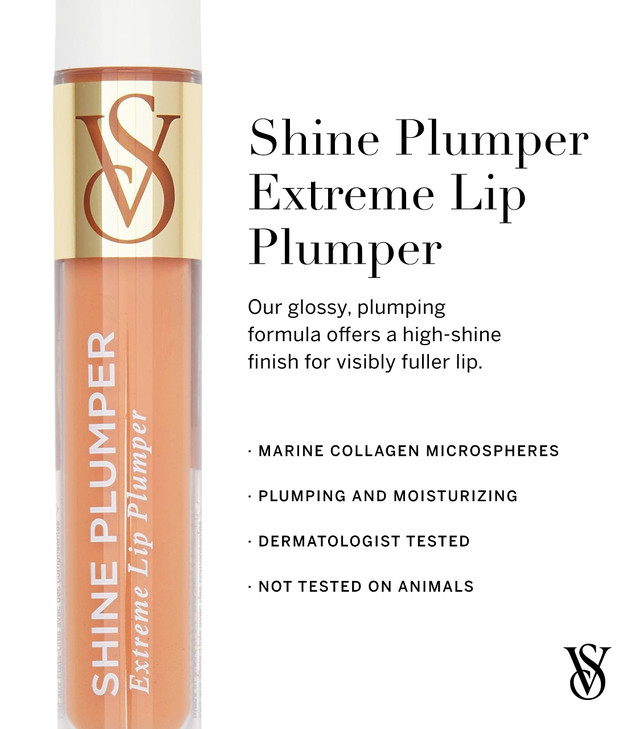 Victorias Secret Shine Extreme Lip Plumper in Warm Blush Plumping Gloss for Women with Marine Collagen Microspheres