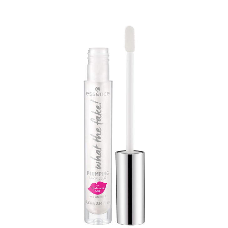 essence What the Fake Plumping Lip Filler Lip Gloss for Full Voluminous Lips Translucent Pearly Finish Vegan Cruelty Fre