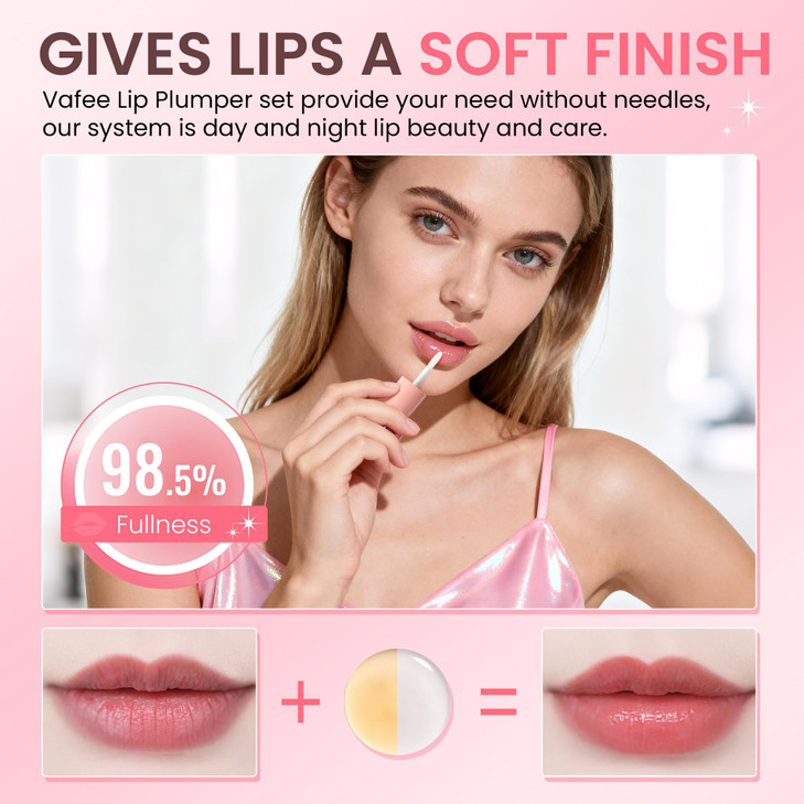 DEROL Lip Plumper by Vafee Natural Lip Plumper and Lip Care Serum Lip Enhancer for Fuller Lip Mask Beautiful Fuller Hydr