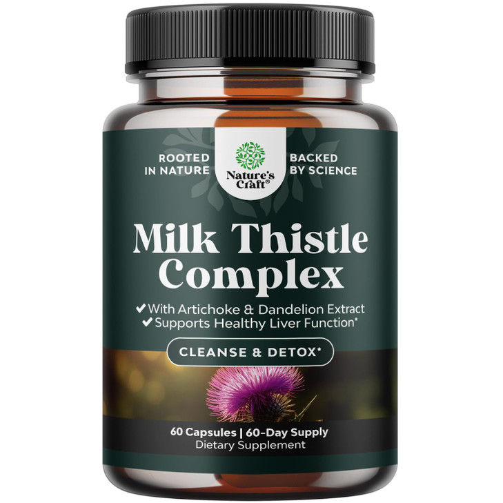 Liver Support Milk Thistle Supplement for Liver Cleanse Detox & Repair - Advanced Milk Thistle and Dandelion Root Supplement with Artichoke Extract -