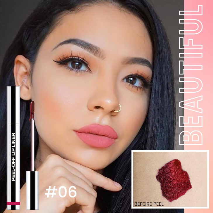 Hxssll Matte Lip Gloss StainPeel Off Lip Liner Tattoo Pinkish Red Lip TintLong Lasting Peel Off Lip Stain Waterproof Tra