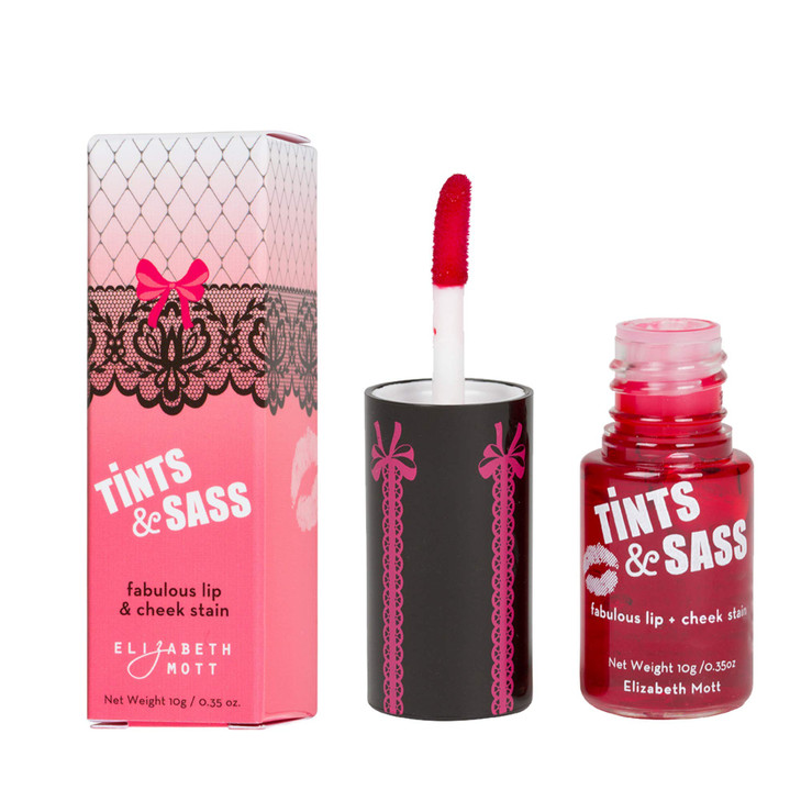 Elizabeth Mott Tints Sass Lip and Cheek Stain LongLasting Rosy Pink Tint for Lips Cheeks Natural Buildable Color SmudgeP