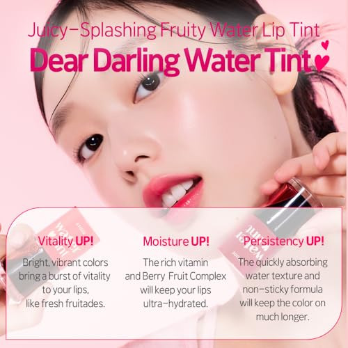 ETUDE Dear Darling Water Tint Cherry Ade 9g Vivid Color Lip Stain with Moisturizing Weightless Nonsticky Finish Lip Stai