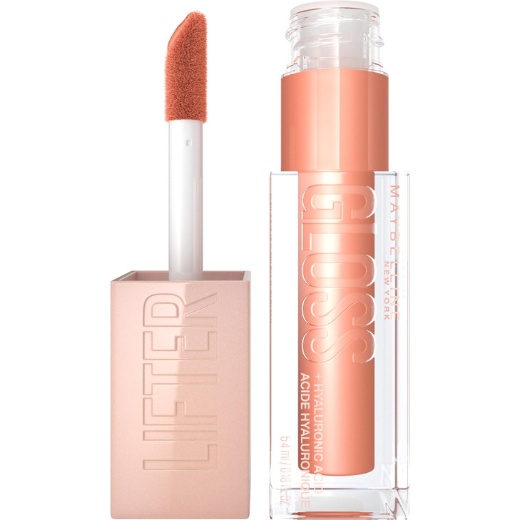 Maybelline Lifter Gloss Hydrating Lip Gloss with Hyaluronic Acid High Shine for Plumper Looking Lips Amber Cream Neutral