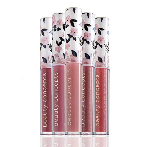 Beauty Concepts Lip Gloss Collection Shimmering Glossy Lip Makeup Set for a Radiant Finish Floral Collection