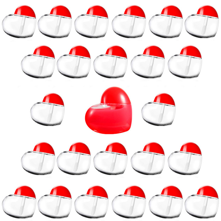 RONRONS 20 Pieces Heart Lip Gloss Tubes Clear Plastic Empty Lip Gloss Container Cute Heart Shape Mini Lipgloss Tubes wit