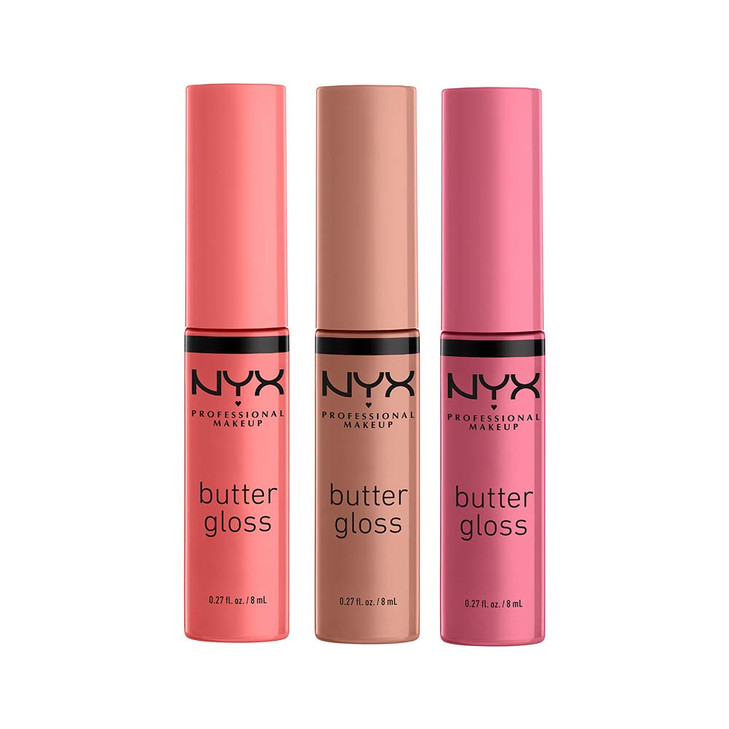NYX PROFESSIONAL MAKEUP Butter Gloss NonSticky Lip Gloss Pack Of 3 Angel Food Cake Creme Brulee Madeleine