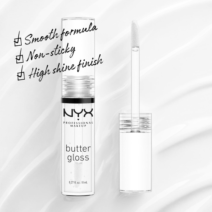 NYX PROFESSIONAL MAKEUP Butter Gloss NonSticky Lip Gloss Sugar Glass Clear Pack Of 3