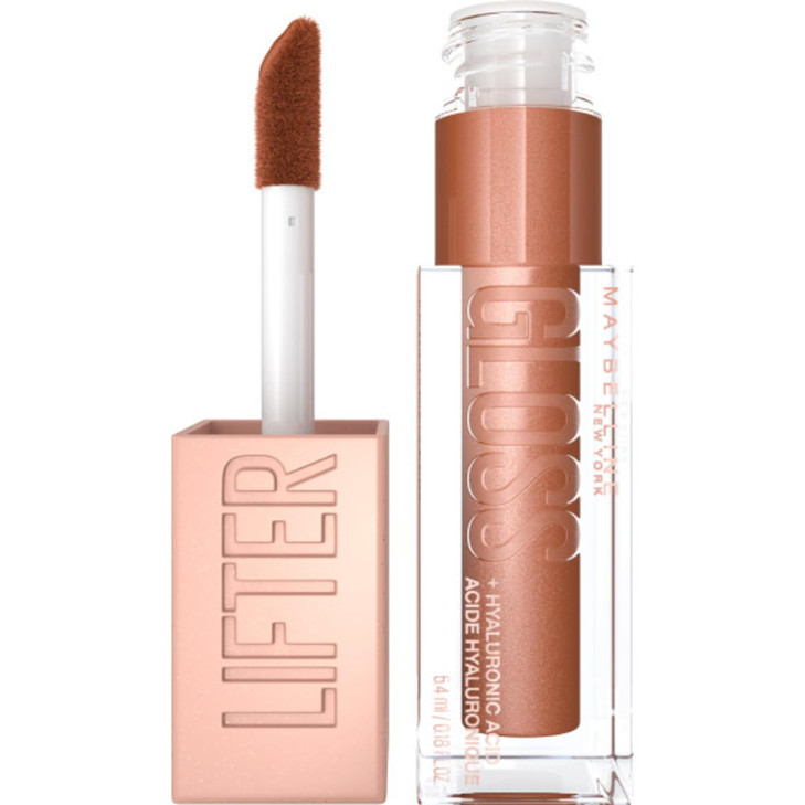 Maybelline Lifter Gloss Hydrating Lip Gloss with Hyaluronic Acid High Shine for Plumper Looking Lips Bronze Red Neutral