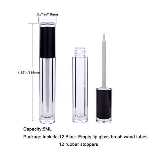 Lip Gloss Brush Wand Tubes Empty 12 Pack 5ml Containers with Wand 12 Light Pink Tubes with Rubber Stoppers for DIY Balm