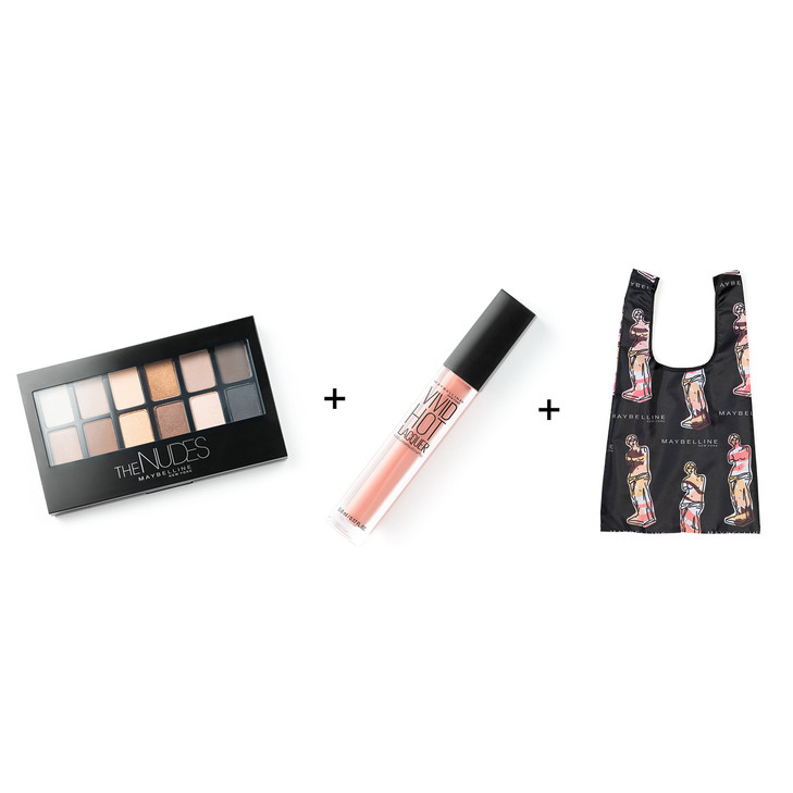 Maybelline New York LimitedEdition Fundles Send Nudes w Eyeshadow Palette Color Sensational Vivid Hot Lacquer Lip Gloss