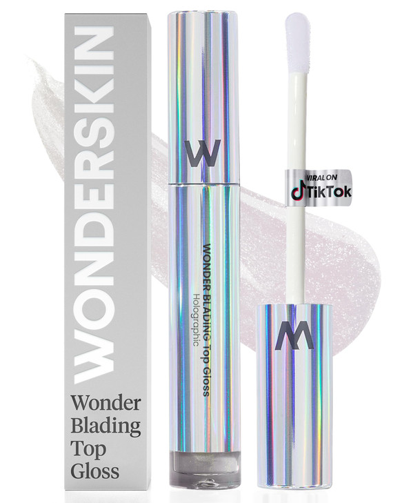 Wonderskin Lip Gloss Blading Top Gloss Clear Glitter Lip Gloss Hydrating and High Shine Finish Lip Makeup Holographic