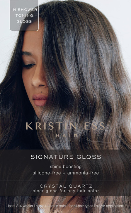 Kristin Ess Hair Crystal Quartz Clear Hair Gloss for All Hair Types Colors Anti Brass Treatment for Women Shine Boosting