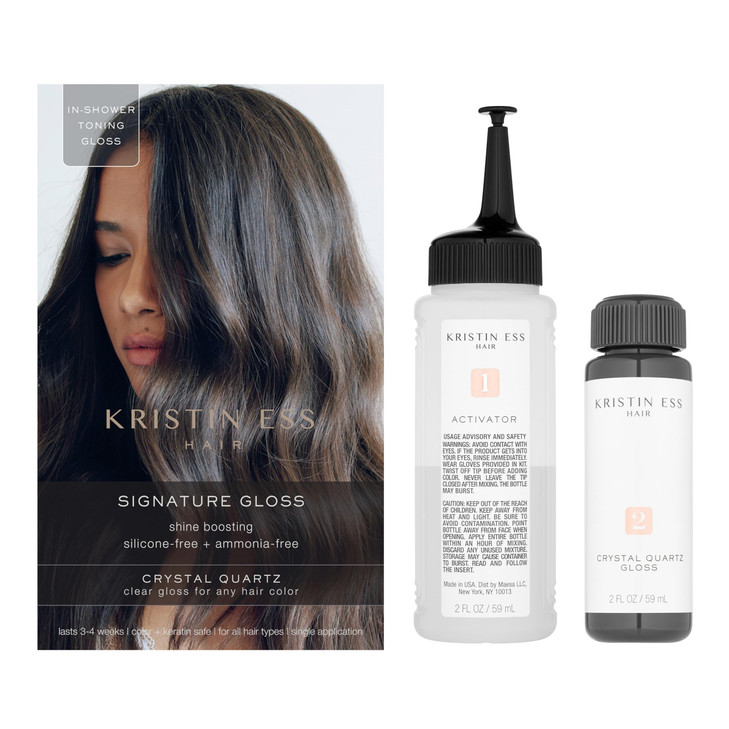 Kristin Ess Hair Crystal Quartz Clear Hair Gloss for All Hair Types Colors Anti Brass Treatment for Women Shine Boosting