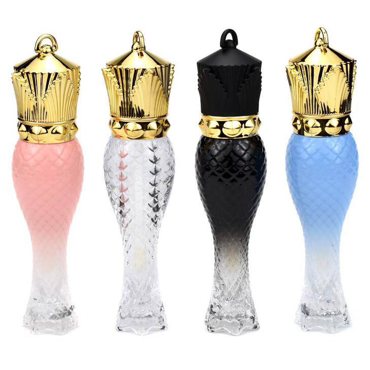 Healthcom 10 Pcs 5ml Mermaid Plastic Lip Gloss Tubes Vials Empty Refillable Lip Glaze Tubes with Crown Wand DIY Lipstick