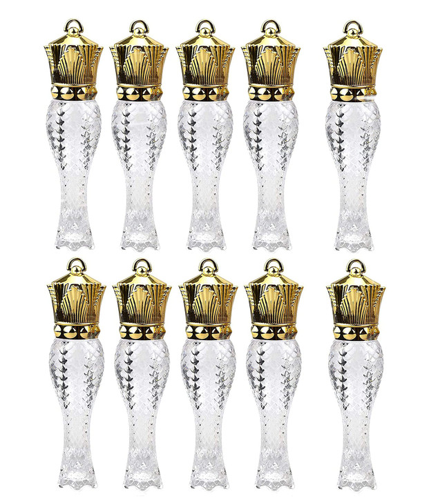 Healthcom 10 Pcs 5ml Mermaid Crown Clear Lip Gloss Tubes Vials Empty Refillable Lip Glaze Tubes DIY Cosmetic Container L