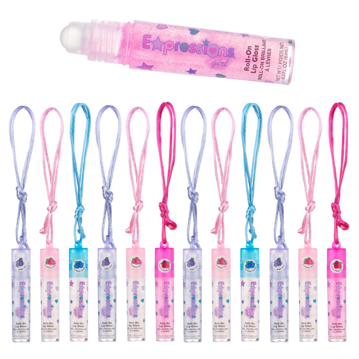 12pc Lip Gloss Necklace Fruit Flavored Lip Gloss Set Value Pack Teen Girls Party Favors Non Toxic Lip Gloss Necklaces Fo