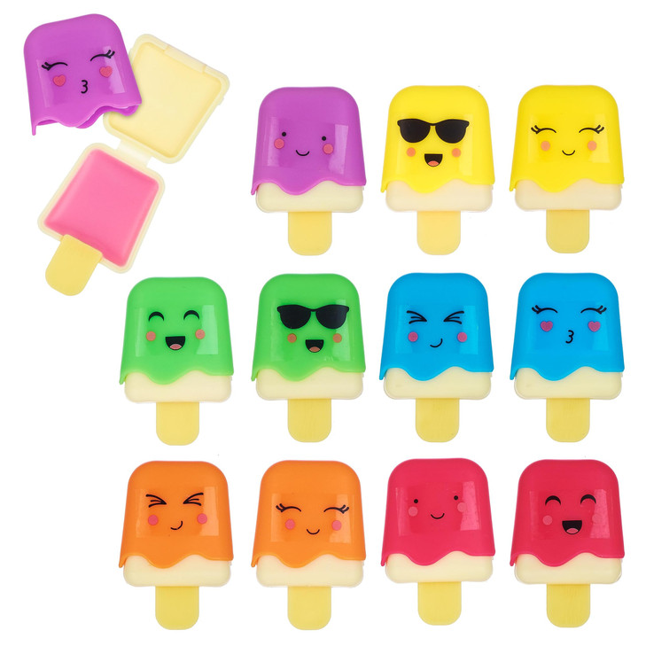 12pc Pucker Pop Novelty Lip Gloss Set Girls Cosmetics Mini Popsicle Lip Gloss Collection Lip Gloss for Kids Safe Non Tox