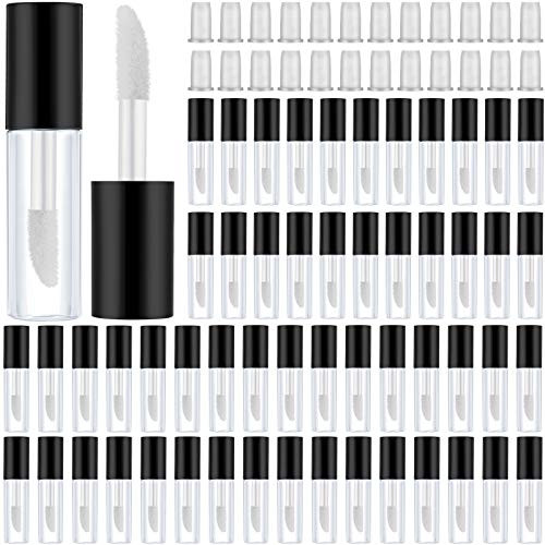 Patelai 100 Pieces Clear Mini Lip Gloss Tube Refillable Empty Lip Balm Gloss Containers Bottles Transparent Mini Lipstic