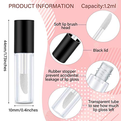 Patelai 100 Pieces Clear Mini Lip Gloss Tube Refillable Empty Lip Balm Gloss Containers Bottles Transparent Mini Lipstic