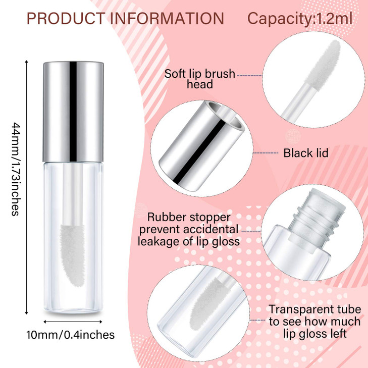 Patelai 100 Pieces Clear Mini Lip Gloss Tube Refillable Empty Lip Balm Gloss Containers Bottles Transparent Mini Lipstic