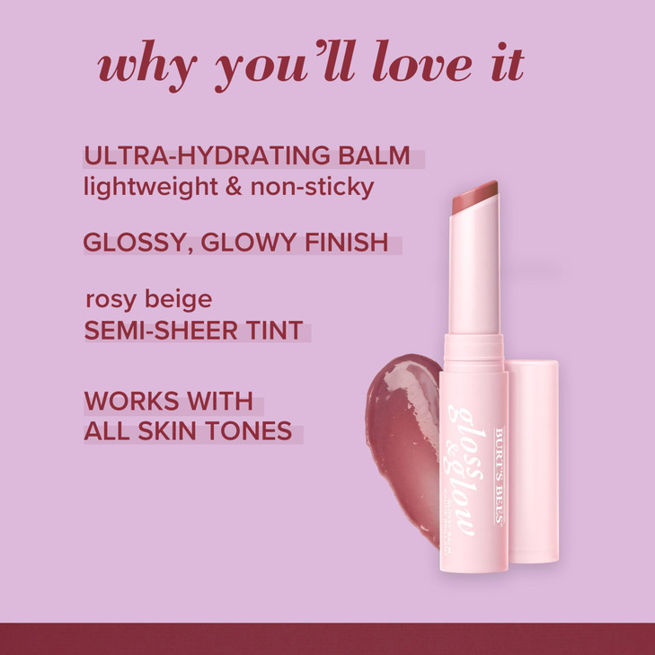 Burts Bees Gloss and Glow Glossy Balm 100 Natural Origin Chai Time 1 Tube Pack of 2