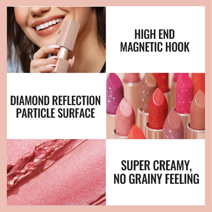 Oulac Shimmer Lipstick for Women Infinity High Shine Finish Hydrating Lip Color Infused with Damask Rose Oil for AllDay