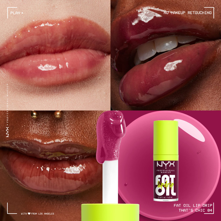 NYX PROFESSIONAL MAKEUP Fat Oil Lip Drip Moisturizing Lip Oil Gloss Vegan Tinted Formula Up to 12 HR Hydration Thats Chi