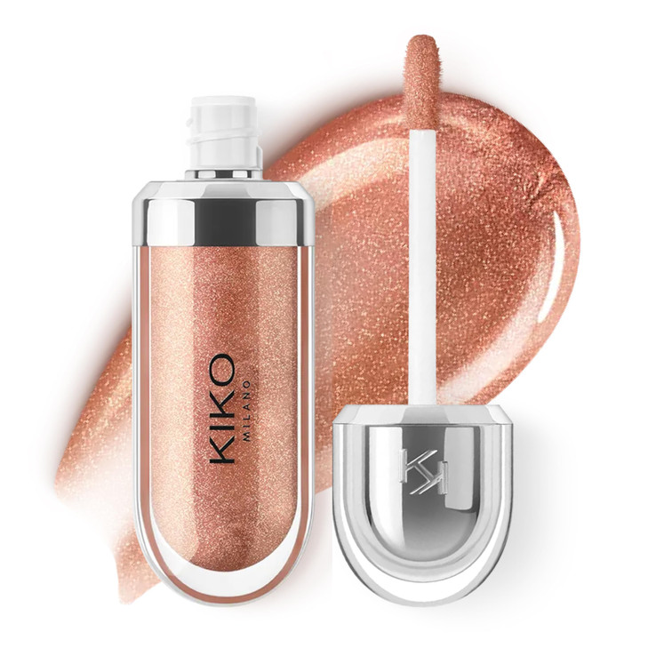 KIKO Milano 3D Hydra Lip Gloss High Shine Hydrating Plumping NonSticky Moisturizing Lip Makeup 18 Golden Sparkle 65ml