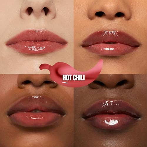 MAYBELLINE Lifter Gloss Lifter Plump Plumping Lip Gloss with Chili Pepper and 5 MaxiLip Hot Chili Terracotta Red Cream 1