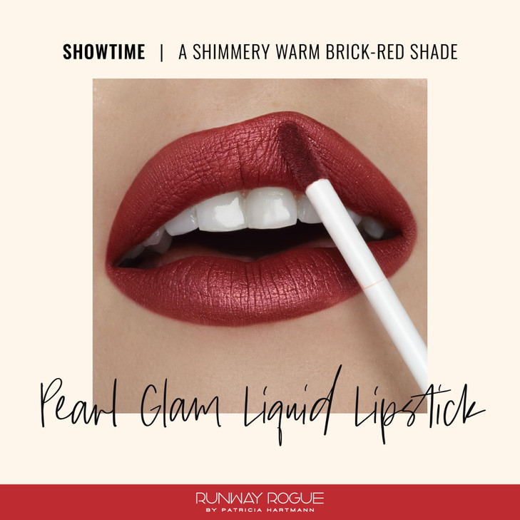 Runway Rogue Pearl Glam Long Wear Shimmer Liquid Lipstick Metallic Warm BrickRed Lipstick with Silver and Gold Shimmer S