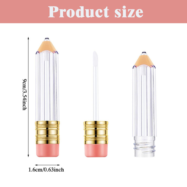 Blulu 20 Pieces Pencil Empty Lip Gloss Tubes Containers Clear Mini Refillable Lip Balm Tubes Cute Pencil Shaped Oil Bott
