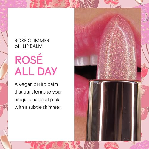 Winky Lux Ros Glimmer Balm Hydrating ph Lip Balm Natural Pink Tint with pH Color Changing Moisturize Soften Lips While L