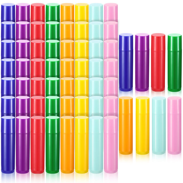 64 Pieces Lip Balm Tubes 5 ml Empty Lip Gloss Balm Containers Refillable Rotatable Plastic Lipstick Tubes DIY Lip Gloss