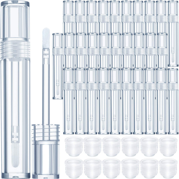 Patelai 30 Pieces Empty Lip Gloss Tubes 5 ml Transparent Lip Gloss Containers Clear Refillable Lipstick Container Lip Ba