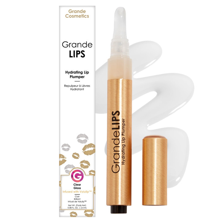 Grande Cosmetics GrandeLIPS Hydrating Lip Plumper Gloss for FullerLooking Hydrated Lips Clear 0084 oz