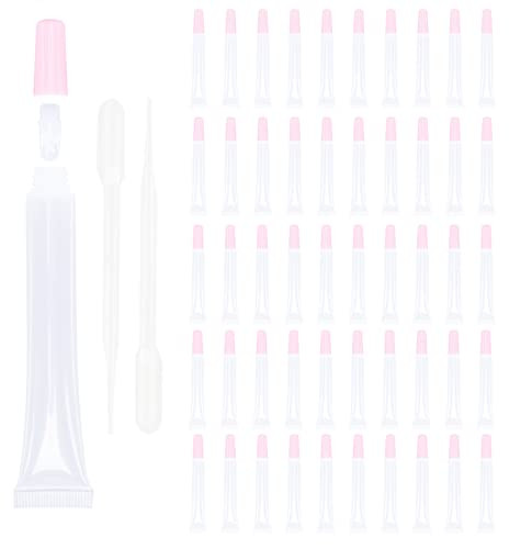 50 PCS Empty long slim 15ml squeeze pink lip gloss tubes lip oil sofe lipgloss tubes pink lid