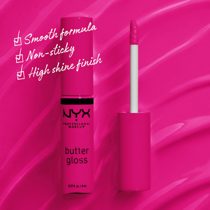 NYX PROFESSIONAL MAKEUP Butter Gloss NonSticky Lip Gloss Summer Fruit Hot Pink