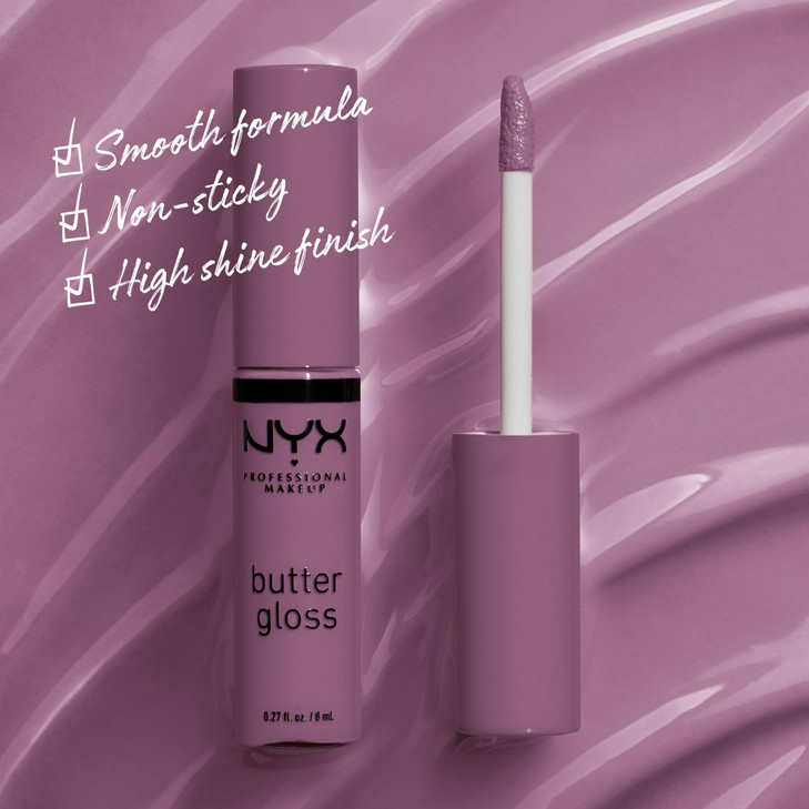 NYX PROFESSIONAL MAKEUP Butter Gloss NonSticky Lip Gloss Marshmallow Muted Lilac