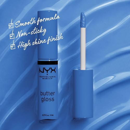 NYX PROFESSIONAL MAKEUP Butter Gloss NonSticky Lip Gloss Blueberry Tart Periwinkle Blue