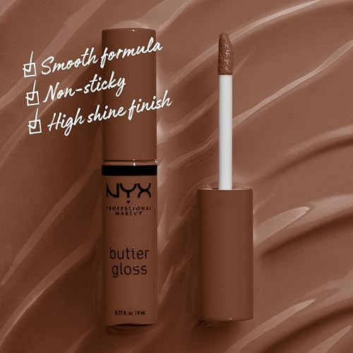 NYX PROFESSIONAL MAKEUP Butter Gloss Brown Sugar NonSticky Lip Gloss Fudge Me Warm Brown