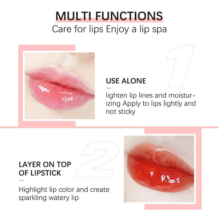 Fovcos Hydrating Lip Oil Moisturizing Plumping Lip Gloss Balm With Cherry Tint