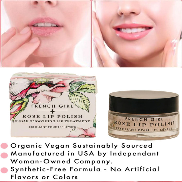 French Girl Rose Lip Scrub Organic Sugar Scrub For Lips Hydrating Lip Exfoliator Moisturizer with Shea Butter Essential