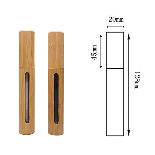 2Pcs 6ml15oz Reusable Empty Bamboo Lip Gloss Tubes Lip Balm Bottles Vials Cosmetic Makeup Travel Containers with Wand Ap