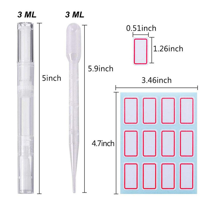 20 PCS Cuticle Oil Pens Transparent Twist Pens Cosmetic Container Empty Cuticle Nail Oil Pen With Brush Tip Lip Gloss Tw