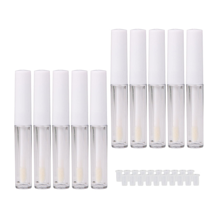 RDEXP 13ml Empty Lip Gloss Tube Clear Plastic Lip Gloss Containers Pack of 10 White Cap
