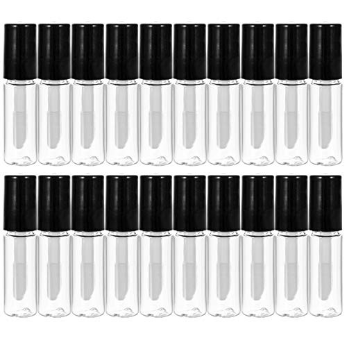 Beautyflier 20 Pack 15 ml Empty Lip Gloss Tubes Containers Clear Mini Refillable Lip Balm Bottles with Rubber Inserts fo